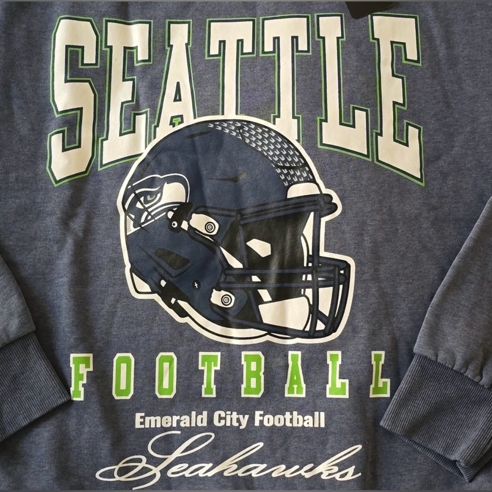 Seattle Seahawks NFL Game Couture Blue Oversized Sweatshirt Size Small - Picture 4 of 6
